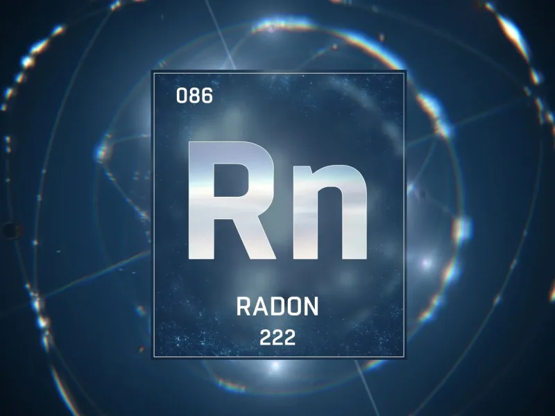 Radon testing equipment in a home